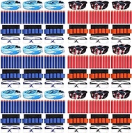 MiniInflat 18 Sets Gun Party Favors Compatible with Nerf Include 360 Foam Bullets 18 Safety Glasses18 Face Mask 18 Wrist Bullet Holders for Two Teams Gun Party Accessories (Blue, Red,Skull)