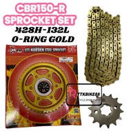 CBR150 CBR150R SPROCKET SET CHAIN GOLD O-RING 428H LANTAI SET