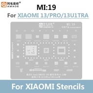 [Op062] AMAOE MI1-19 BGA Reballing ลายฉลุสำหรับ XIAOMI REDMI CPU สากล0.12มม. ตาข่ายเหล็กปลูกดีบุก