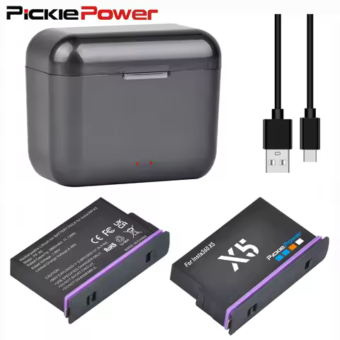 2860mAh Replacement Battery for Insta360 X5, Fast Charger Box for Insta 360 X5 Action Camera Accesso