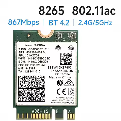 Wireless-AC 8265 Dual Band 2.4G/5Ghz Wifi Bluetooth Wlan For 8265NGW NGFF 802.11ac 867Mbps 2x2 MU-MI