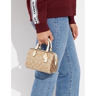 MINI ROWAN SATCHEL IN BLOCKED SIGNATURE CANVAS  (COACH CH160)