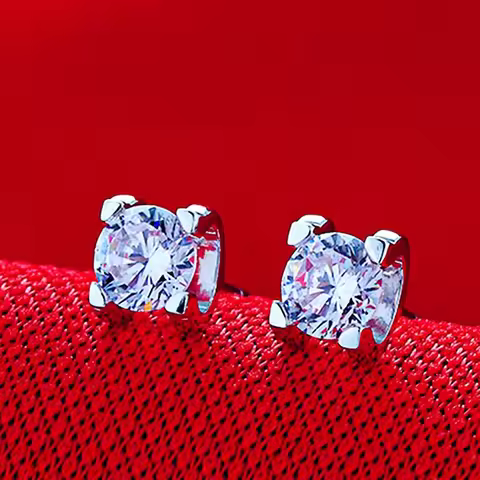 2CT/Piece Solid 18K White Gold AU585 Earrings Stud Diamond Women Engagement Earrings Pure Gold Lasti
