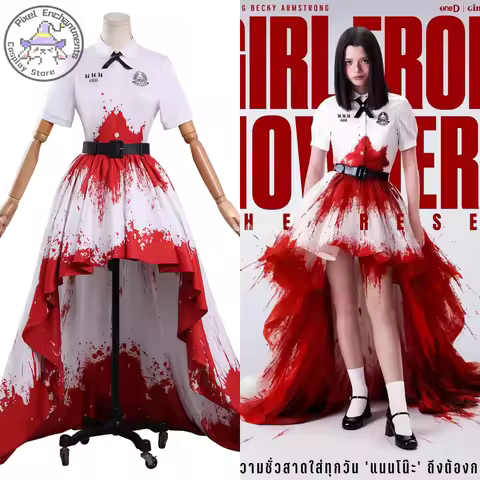 Top Movie/TV Girl From Nowhere: The Reset Cosplay Costume Anime Nanno Role Playing Red White Ombre D