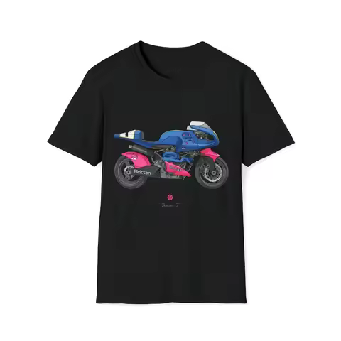 Britten V1000 Vintage Motorcycle Racing Graphic Tee 100% Cotton Round Neck Casual Regular Fit Unisex