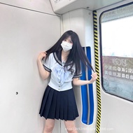 Sailor uniform colorWanita high quality skybiru with butterfly motif jk Sailor uniform with style pu