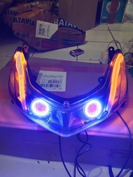 sen sen mio new mio smile custom lampu sorot/tembak plus alis running blue yelow mio 2008 sampai 201