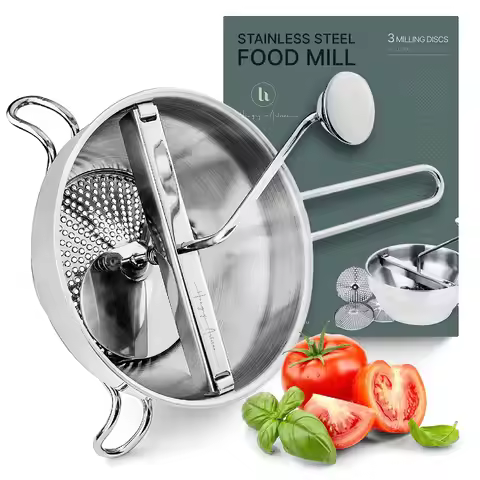Stainless Steel Food Mill Includes 3 Grinding Discs Manual Food Mill for Tomato Sauce Applesauce Mas