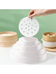 100入組不粘蒸籠架,圓形烤盤紙適用於,小圓麵包,空氣炸鍋,一次性矽膠&amp;油紙適用於烘烤
