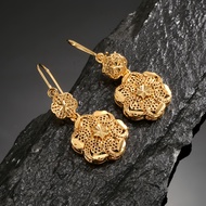TEMU 1 Pair Vintage Golden Elegant 22k Gold-plated Copper Earrings For Women, Daily/party Wear, Jewe