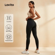 (Fashion_2) Lovito Sports Leggings Butt Lifting HighWaist Yoga Pants Tummy Control Workout Sports Le