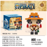 🎁บล็อกอาคาร🎮ของเล่น🏴‍☠️One Piece อนุภาคขนาดเล็ก Micro Drill Block Cartoon Equipments ของเล่นปริศนาสำ