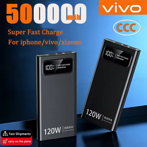 VIVO 500000mAh Power Bank For Xiaomi 120W Super Fast Charging Battery High Capacity Digital Display 