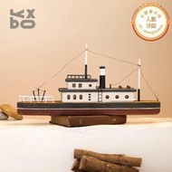YBOX木製裝飾可愛立體帆船復古木質工藝禮品擺飾船木雕模型擺件兒童禮物