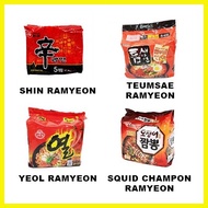 ∈ ◹ ◱ KOREAN NOODLES : Shin Ramyeon, Teumsae Ramyeon, Yeol Ramyeon, Squid Jampong Ramyeon MULTIPACK