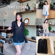 7days Clothing-Queen Top Genuine Shell Button Collar Shirt