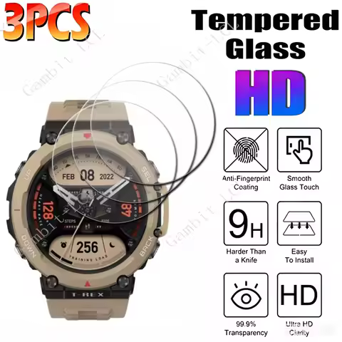 3PCS Tempered Glass For Amazfit T-Rex3 Pro 44mm 48mm T-RexUltra Ultra 2 T-Rex2 T-Rex 2 3 T-Rex3Pro W