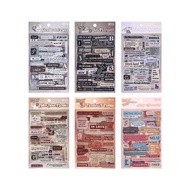 Set 6 Tấm Sticker Hình Kiểu Chữ Vintage Dạng PET Chống Nước PVN4145