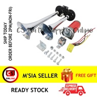[Ready Stock] 150db 12V Dual Trumpet Air Horn Compressor Kit For Train Car Truck Lorry Boat Loud + R