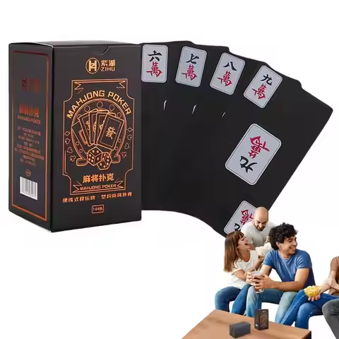 Mahjong Card Set Travel Playing Deck Waterproof PVC Mahjong Card Interactive Board Games AdultsCards