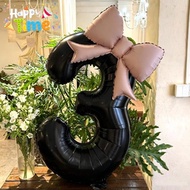 Premium 32" Black Number Balloon 21" Bow Set for All Occasions Party Home Venue Decoration