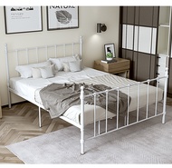 QUEEN/KING bed เตียงเหล็กกลม 4/5/6 ฟุต โครงเตียงนอนเหล็ก เตียงนอนโลหะการยศาสตร์ แบบอย่างหนา แข็งแรง ทนทาน สําหรับห้องนอนเฟอร์นิเจอร์ สไตล์ยุโรป สีดำ/ขาว