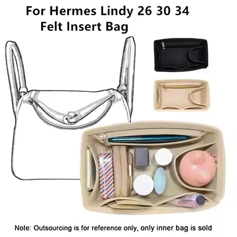 Felt Bag Organizer Inner Liner Pocket Upgrade Accessories For Hermes Lindy 26 30 34 Handbag Portable