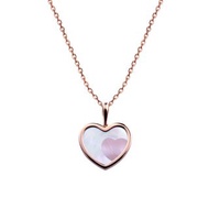 18K玫瑰金雙愛心粉貝項鍊