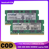 Crucial RAM DDR2หน่วยความจำแล็ปท็อป SODIMM 2GB 4GB 800MHz PC2-6400 200พินโมดูลหน่วยความจำโน้ต1.8V