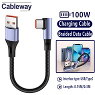 6A 15CM/30CM Short Cable Fast Charging 90° Elbow USB A/C to Type C Cable For Power Bank USB C To USB
