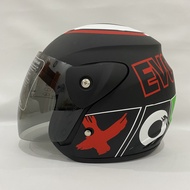 Helm Evo Evolution Hitam Hijau Italia Doff Half Face Nouvo SNI Dewasa Motif - bukan KYT INK GM NHK Z