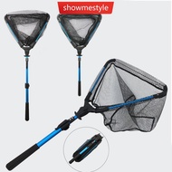 SMS Foldable Lure Landing Net Length Adjustable Quick Release Triangle Aluminum Alloy Fish Scoop Net