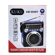 ✕✢KUKU AM-068BT Rechargeable Bluetooth AM/FM Radio with USB/SD/TF MP3 Player