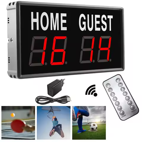 4 Digit Digital LED Scoreboard Electronic Score Keeper Clock,for Corn Hole/Ping Pong/Table Tennis Sp