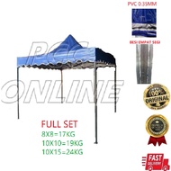 Canopy 8x8/10x10/10x15 Kanopi Khemah Pasar Malam Jualan Ramadan /Besi empat segi Kain PVC (Heavy Dut