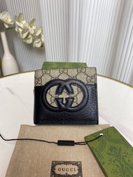 GUCCI GG กระเป๋าสตางค์ WALLET WITH CUT-OUT INTERLOCKING G