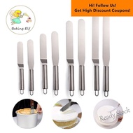 【hot sale】 ☬ C17 6/8/10/12 Inch Stainless Steel Cake Spatula Butter Cream Icing Frosting Knife Smoother Cake Tools - Straight / Curved - [Ready Stock COD]