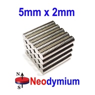 Strong Neodymium Magnet Round Disc Silver White Coin Very Strong 5x2mm 5x2 mm 5mm x 2mm