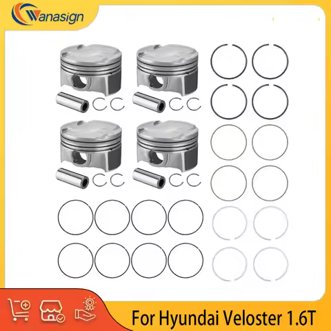 Engine Parts Piston & Rings Set Fit 1.6 L L4 Gas G4FJ For or 2013-2017 Hyundai Veloster 1.6T 230402B