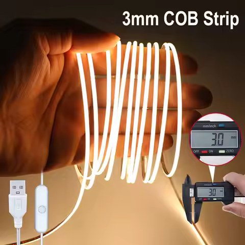COB LED Strip Flexible High Density LED Strip 3mm COB Bar LED Light Warm 3000K White 6500K for Bedro