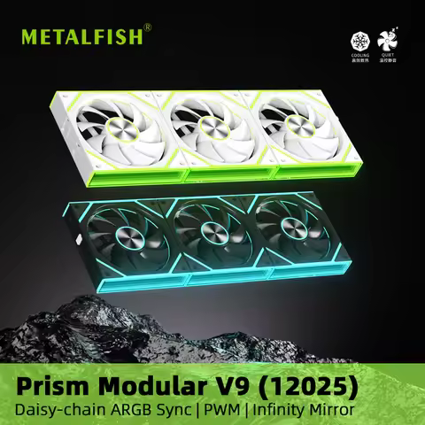 METALFISH PRISM V9 120mm Modular Wireless Splicing 12cm fan ARGB Infinity Mirror Light 1600RPM PWM F