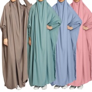 Plus size Children Child Muslim prayer dress robe Muslimah abaya jubah telekung head scarf hijab muk