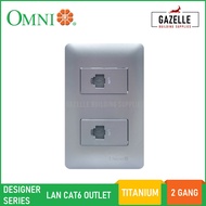 Omni Designer Series LAN CAT6 Outlet Titanium 2 Gang