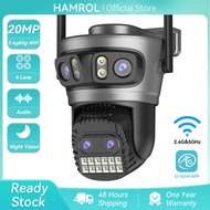 Hamrol 20MP 4 Lens 4 Screen PTZ WiFi Camera 10X Zoom 5G&2.4GHZ Human Detection Wireless CCTV O-KAM A