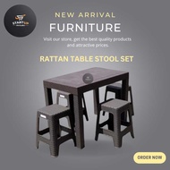 Start up Rattan table dining stool set  (2seater) and (4seater) brown