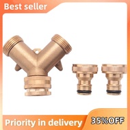 3/4 Inch 2 Way Hose Splitter Brass Y Valve Garden Tap Connector with 2 X3/4 Inch Brass Water Tap Out