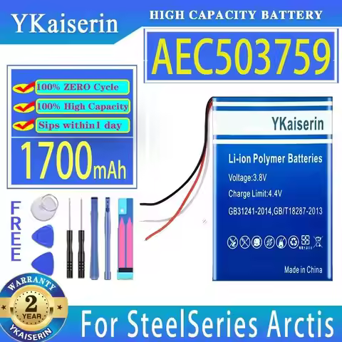 Gaming Headset Battery AEC503759 1700mAh For Steelseries Arctis 1 3 5 7 7P Arctis1 Arctis3 Arctis5 A