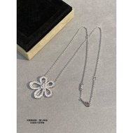 Vca 18K white gold lace big flower diamond necklace ladies light luxury pendant ladies collar AU750