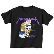 Kaos Anak-Anak Cowok/Cewek Motif Band Metal metalica Usia 1-14 Tahun Combed Hitam