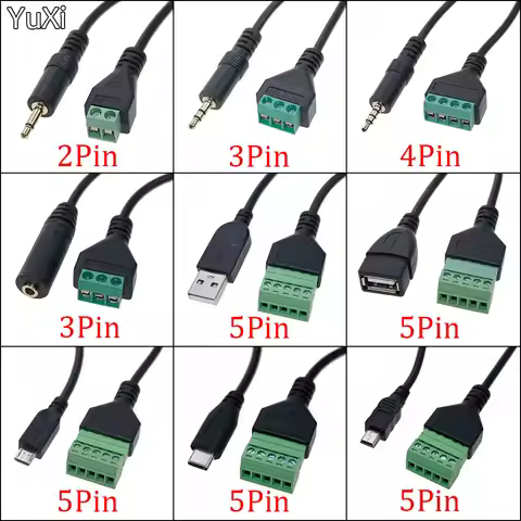 USB 2.0 Female B Micro usb mini usb Type-C Male to 5 Pin Female Bolt Screw Connector with Shield Ter